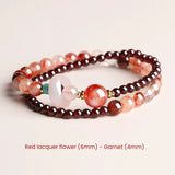 Garnet beaded bracelet for love attraction, featuring red gemstone beads for romantic energy and personal charm enhancement.