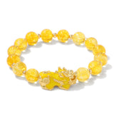 Men's agate bead bracelet with sand gold Pixiu for wealth flow, beaded bracelet for men with symbolic charm