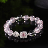 Natural 10mm Pink Crystal Beaded Bracelet for Love Attraction, Rose Quartz Stone for Women