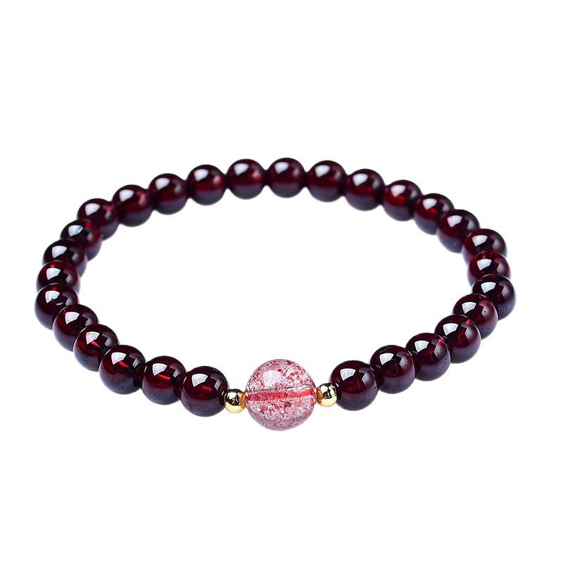 Natural Garnet Beaded Bracelet for Love Attraction and Romance Energy, Red Crystal Beads