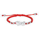 Gold plated Pixiu wealth bracelet with red string and silver plated charm for men, attracting money and good fortune