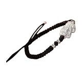 Wealth attraction bracelet with silver plated Pixiu and black cord, spiritual energy accessory for men