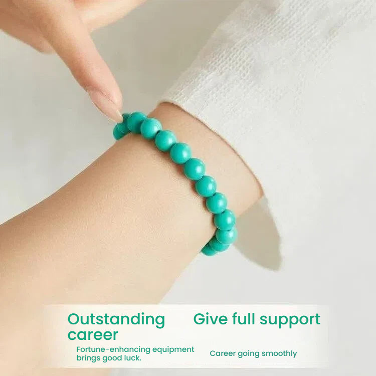 Turquoise beaded crystal bracelet for luck attraction, a natural stone accessory suitable for unisex wear