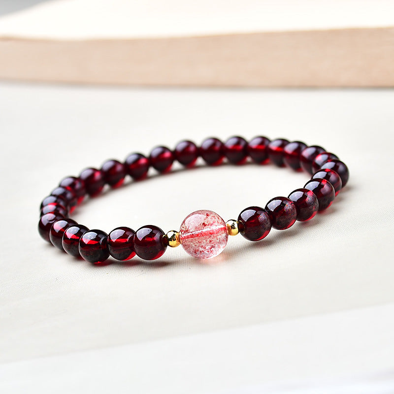 Natural Red Garnet Bracelet for Love Energy, Beaded Crystal Design for Romance and Attraction