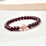 Natural Red Garnet Bracelet for Love Energy, Beaded Crystal Design for Romance and Attraction
