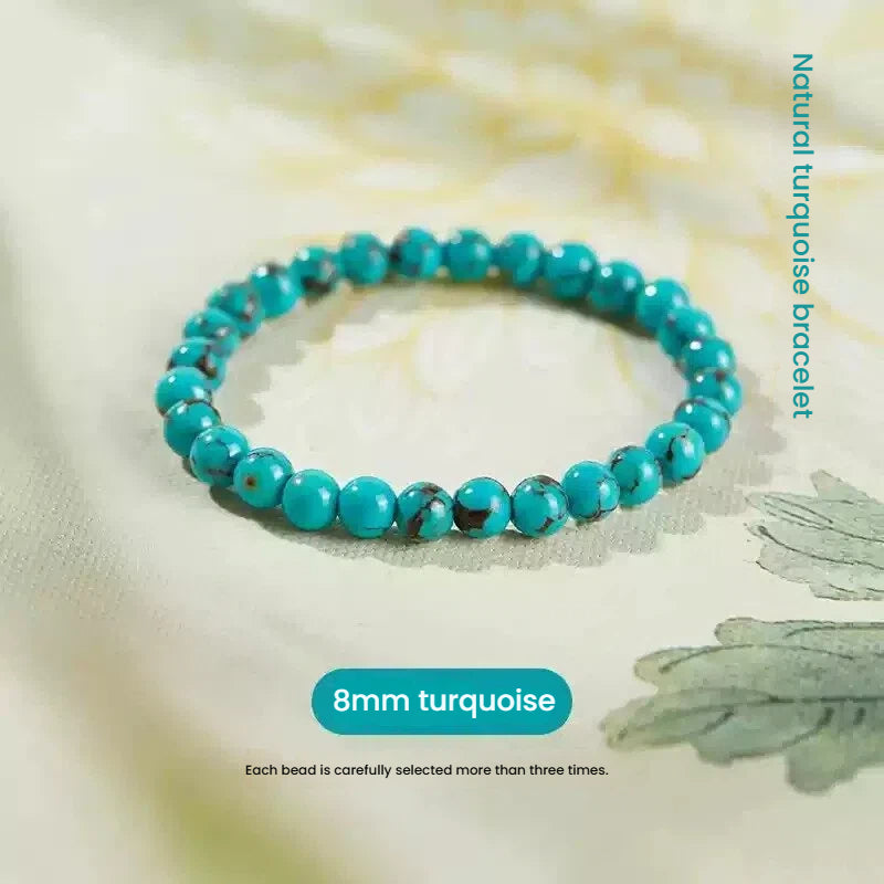 Turquoise crystal bracelet for good luck, beaded stone design for energy magnetism