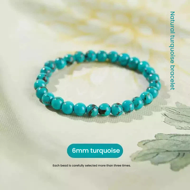 Turquoise stone bracelet designed to attract luck, a unisex crystal beaded accessory