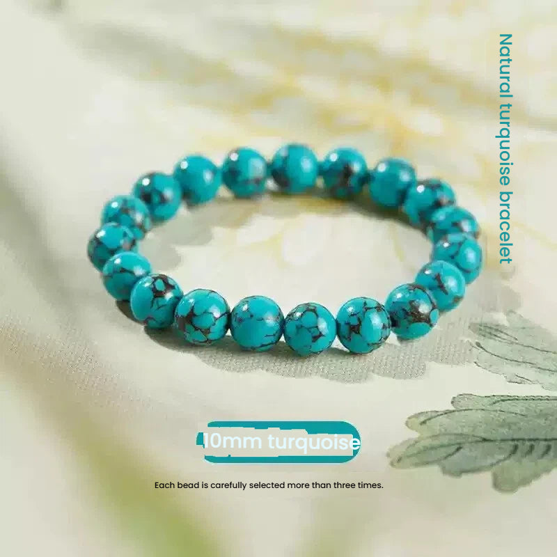 Turquoise crystal bracelet for attracting good fortune, a beaded stone accessory for unisex wear