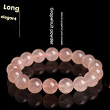 Pink Quartz Beaded Bracelet for Love Manifestation, Natural Crystal Stone Jewelry