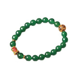 Green Agate beaded bracelet for women, a symbolic stone for wealth attraction and stabilizing money energy flow.