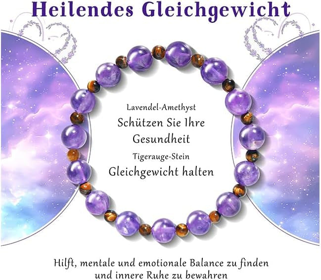Natural amethyst stone bracelet for emotional stability, purple crystal beads for calming and energy cleansing