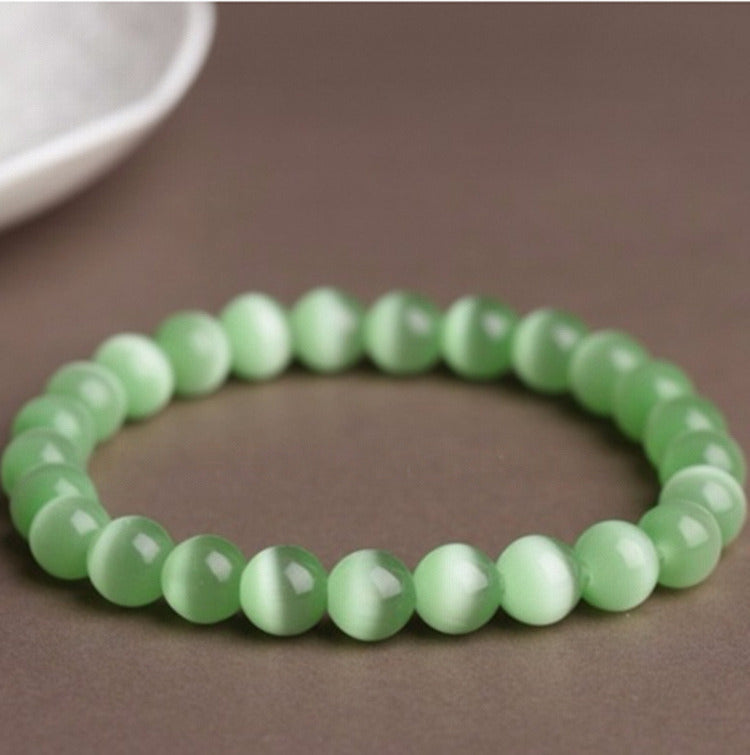 Green Cat's Eye Crystal beaded bracelet for men, a gemstone accessory for luck attraction and positive energy flow