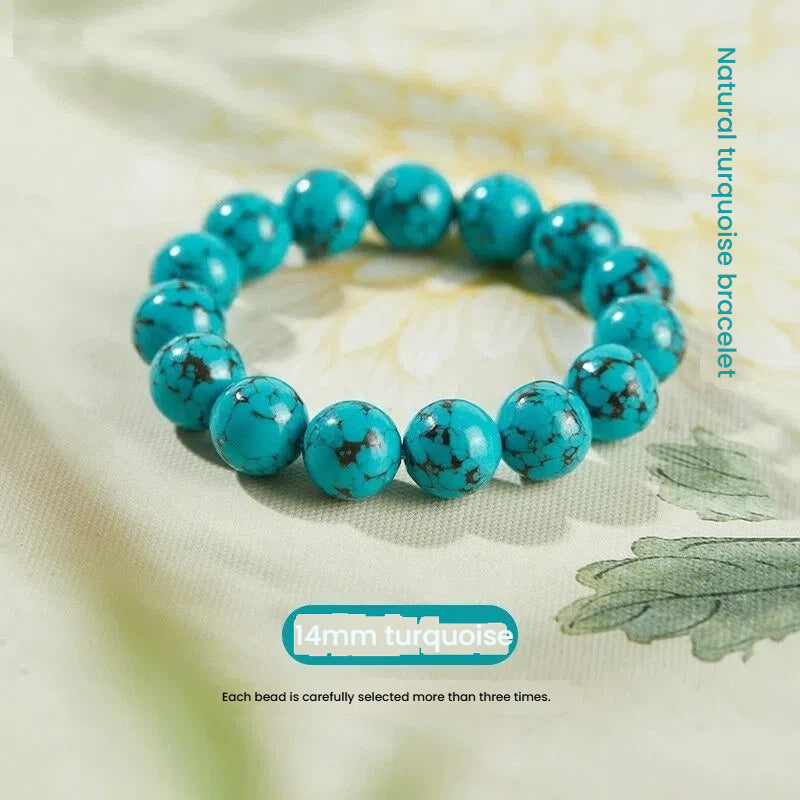 Turquoise stone beaded bracelet for good luck attraction, a unisex crystal accessory
