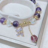 Amethyst stone bracelet for women, designed with a butterfly charm for emotional balance