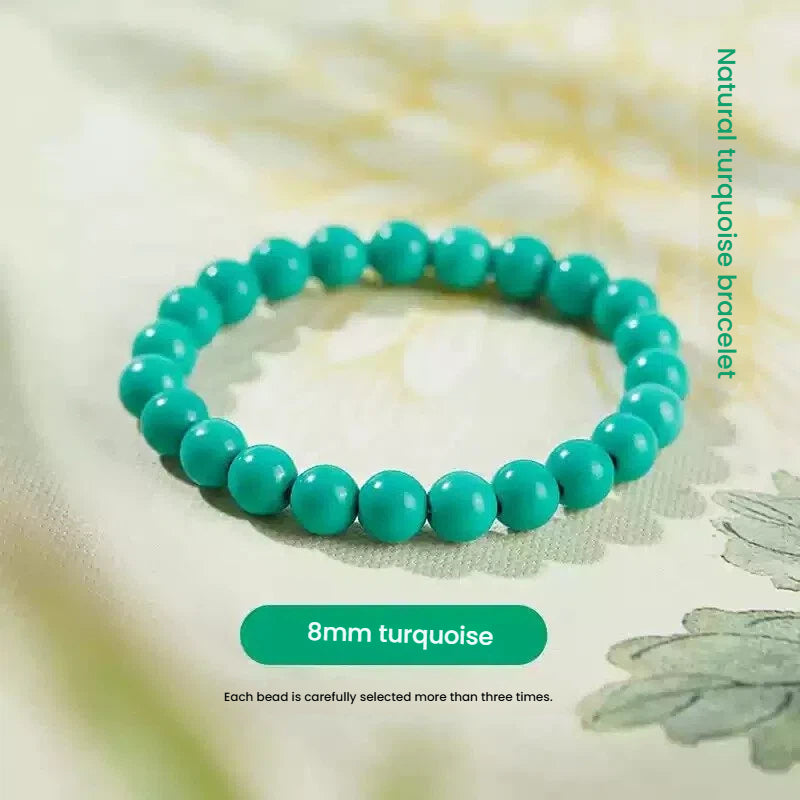 Beaded crystal bracelet in turquoise for luck attraction, a natural stone accessory for unisex wear