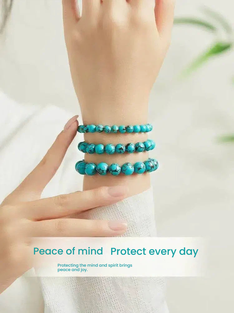 Natural green turquoise bracelet for luck attraction, crystal stone beads for energy