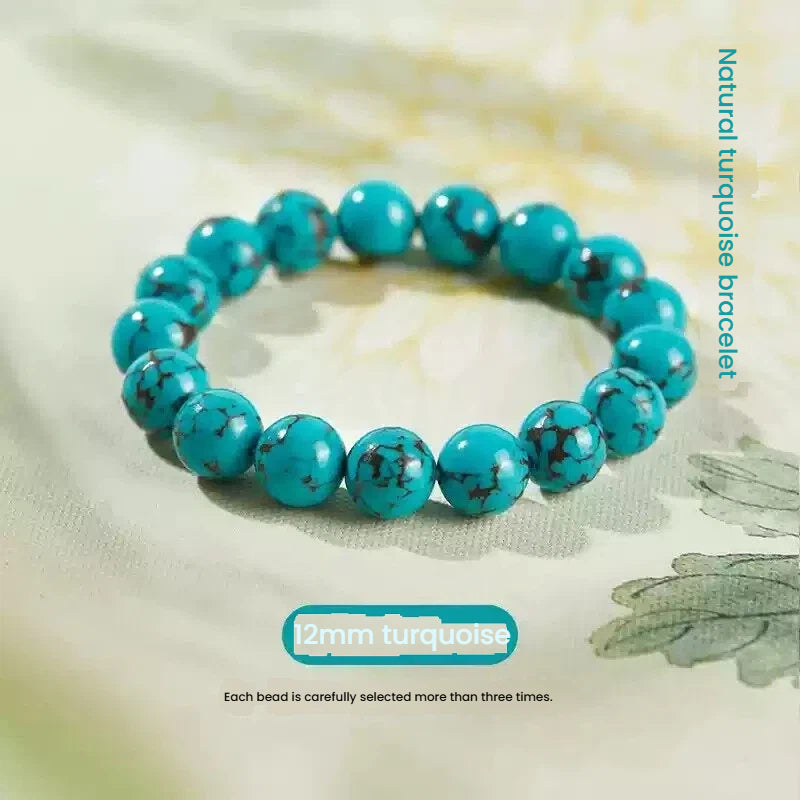 Green turquoise beaded bracelet for luck, crystal stone beads for clearing obstacles