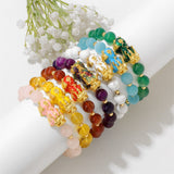 Agate stone and sand gold Pixiu bracelet for wealth manifestation, men's beaded bracelet with gold plated accents
