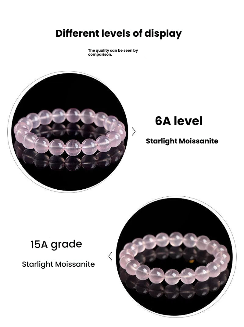 Pink quartz stone bracelet for love attraction, featuring smooth rose quartz beads for romantic manifestation.