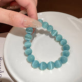 Men's Cat's Eye Crystal Beaded Bracelet for Attracting Good Fortune, Unisex Spiritual Jewelry