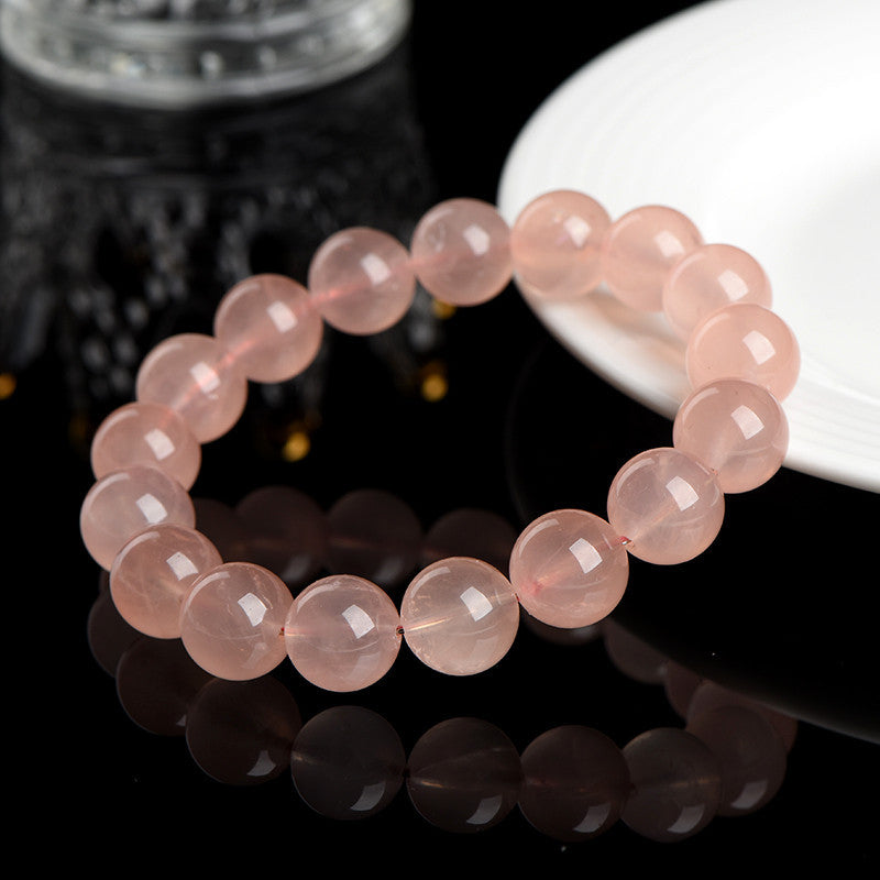 Rose Quartz Stone Bracelet for Attracting Love, Pink Crystal Beaded Energy Jewelry